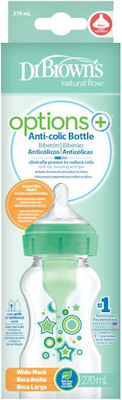 Dr. Brown's Plastic Bottle Options+ Wide Neck Anti-Colic with Silicone Nipple for 0+, 0+ m, months Trees 270ml 1pcs