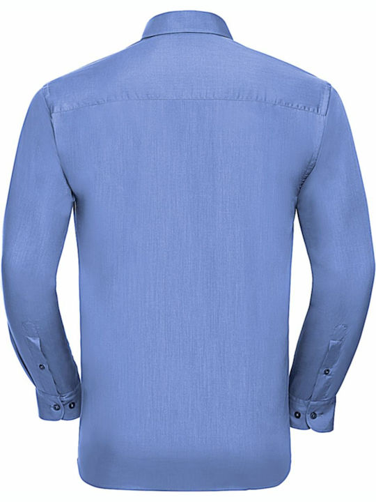 Russell Europe Men's Shirt Long Sleeve Cotton Light Blue