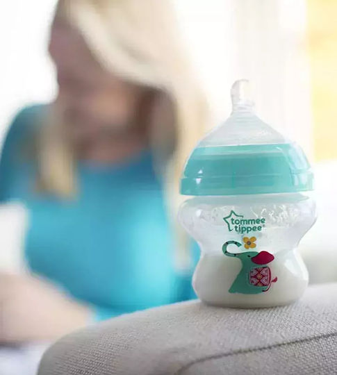 Tommee Tippee Πλαστικό Μπιμπερό Advanced Anti-Colic Κατά των Κολικών με Θηλή Σιλικόνης 150ml για 0+ μηνών Turquoise Elephant