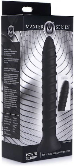 Master Series Power Screw 10x Sprial Silicone Vibrator Πρωκτικός Δονητής Μαύρος 20cm