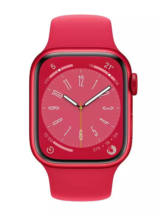 Apple Watch Series 8 Cellular Aluminium 41mm Waterproof with eSIM and Heart Rate Monitor ((PRODUCT)Red)