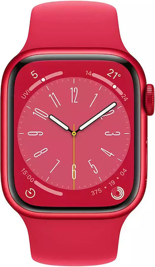 Watch Series 8 Cellular Aluminium 41mm Αδιάβροχο με eSIM και Παλμογράφο ((PRODUCT)Red)