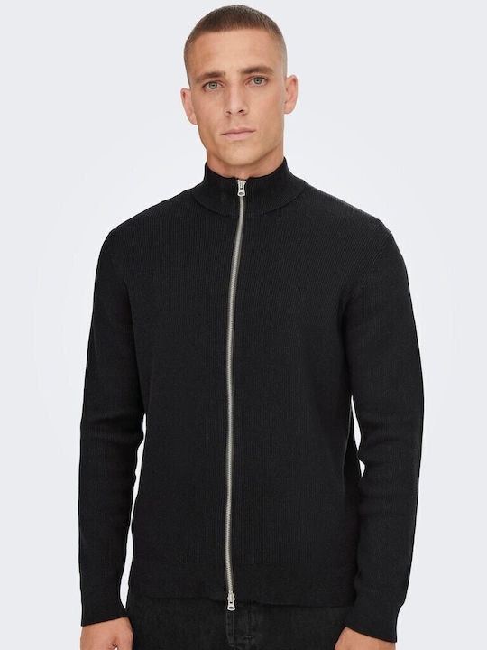 Herren Strickjacke Schwarz