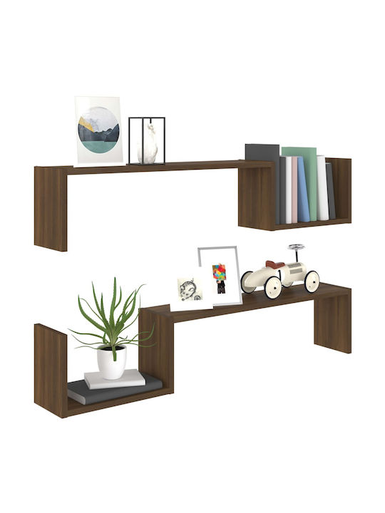 Shelves Wall Brown Oak 2pcs 100x15x20cm