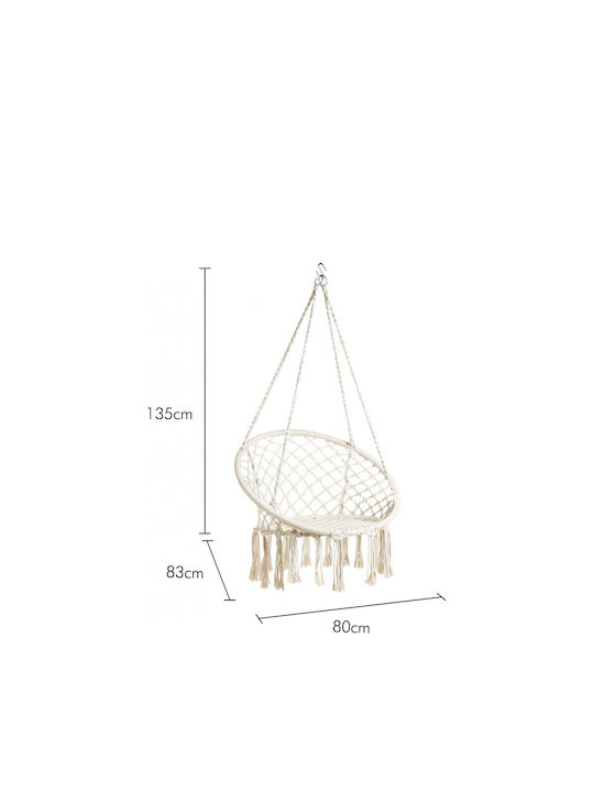 Boho Κρεμαστή Κούνια Πολυθρόνα Rattan Λευκό Αντοχής έως 110kg Μ80xΠ83xΥ135cm