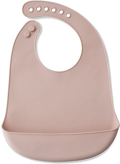 Interbaby Waterproof Bib Silicone with Button & Pocket Dark Pink for 0 m+