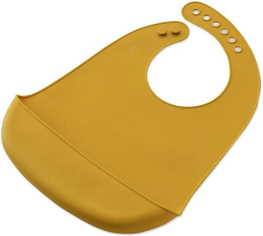 Interbaby Waterproof Bib Silicone with Button & Pocket Orange for 0 m+