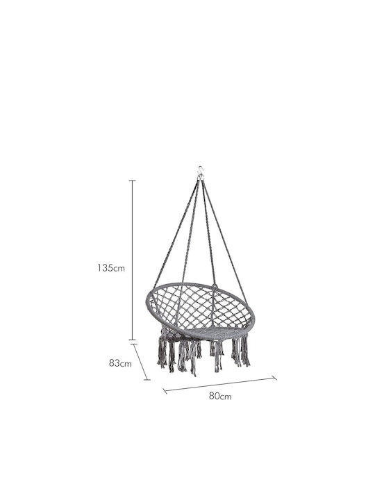 Boho Leagăn suspendat fotoliu cu pernă Metal Gri Rezistență până la 150kg L80xL63xH100cm