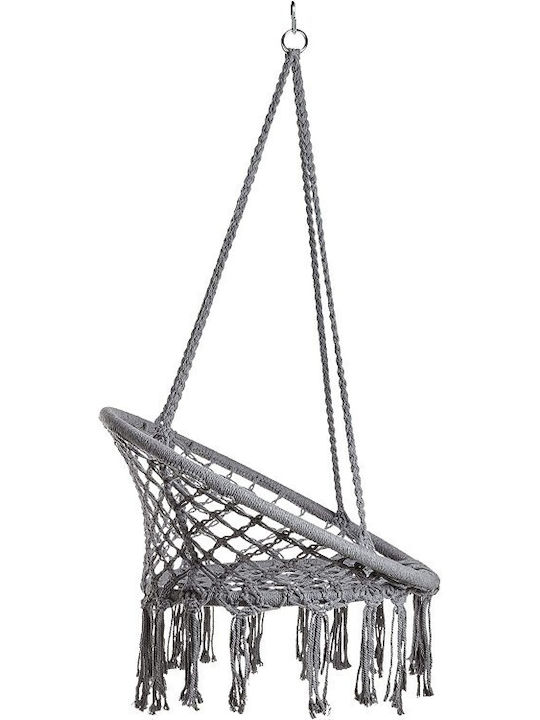 Boho Leagăn suspendat fotoliu cu pernă Metal Gri Rezistență până la 150kg L80xL63xH100cm