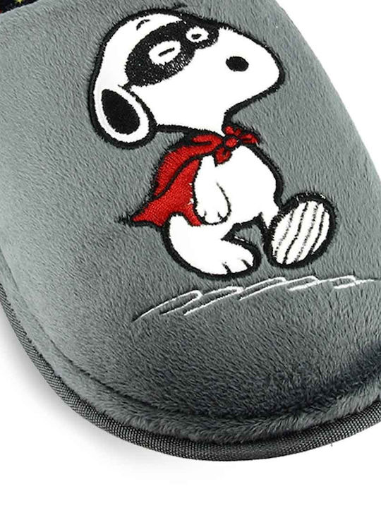 Parex Snoopy Peanuts Men's Printed Slippers Gray