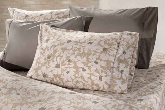 Guy Laroche Duvet Cover Set Flannel Queen with 2 Pillowcases 225x245 Martin Beige