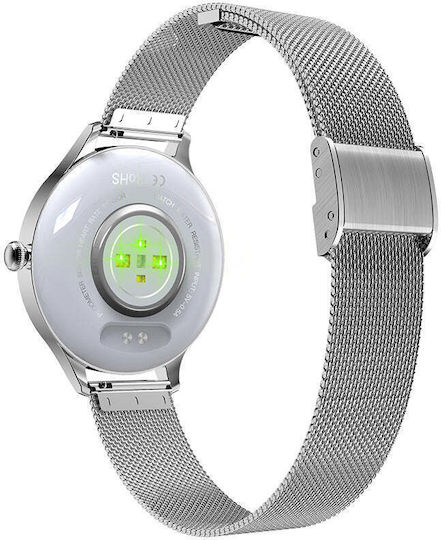 Kumi K3 Edelstahl 39mm Smartwatch mit Pulsmesser (Silber)