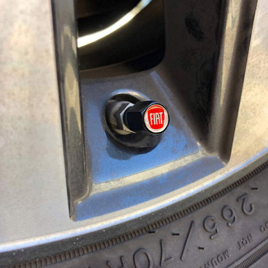 Auto Gs Καπάκια Βαλβίδων με Σήμα Fiat Μαύρο 4τμχ