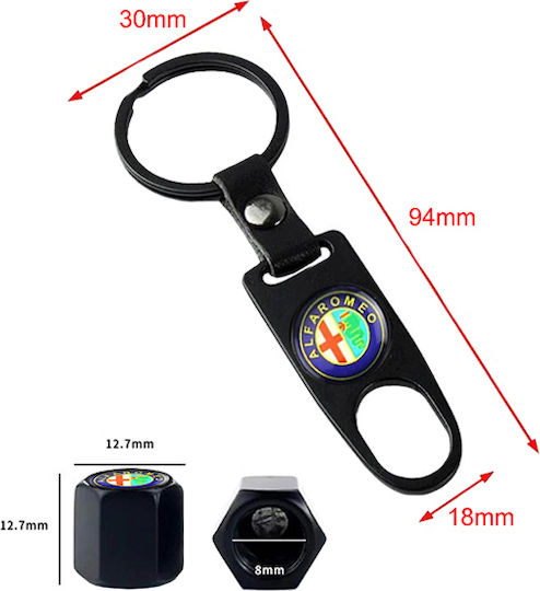 Auto Gs Car Tire Valve Caps with Logo Alfa Romeo Black 4pcs