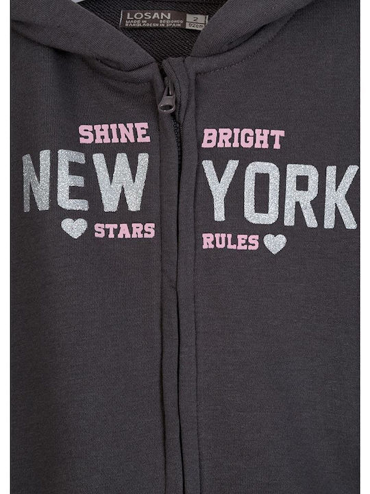 Kids Cardigan Sweatshirt Cotton with Hood Gray