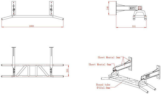 X-FIT Wall Pull-Up Bar for Maximum Weight 100kg
