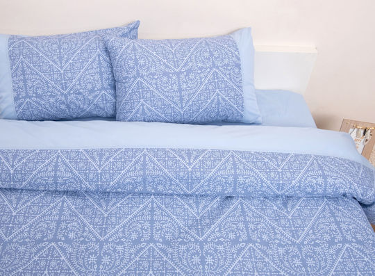 Viopros Duvet Cover Set Single with Pillowcase 155x240 Royal Light Blue