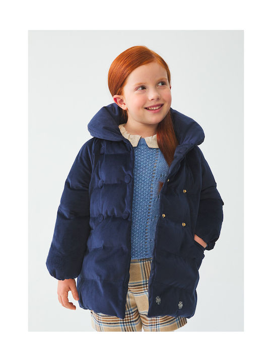 Abel & Lula Kids Parka Long Hooded Navy Blue