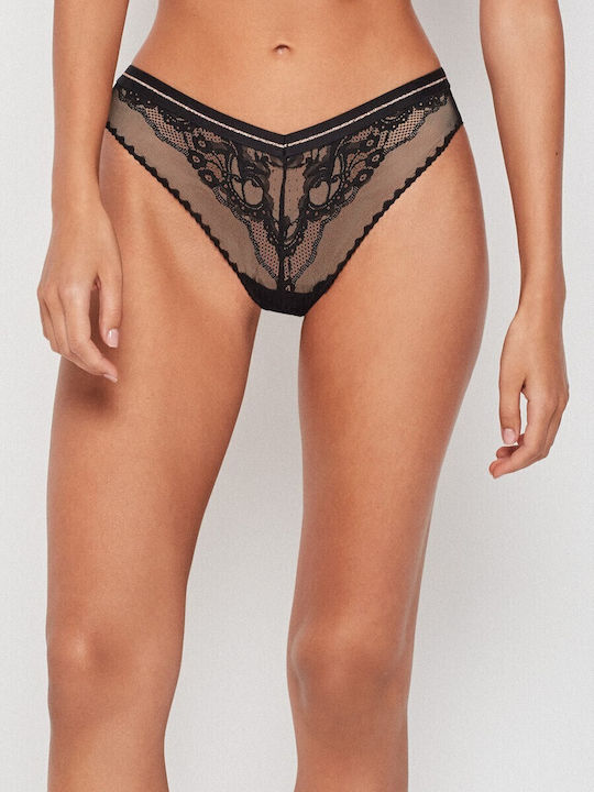 Gisela Lace Underwear Set with Bra & Brazil Black
