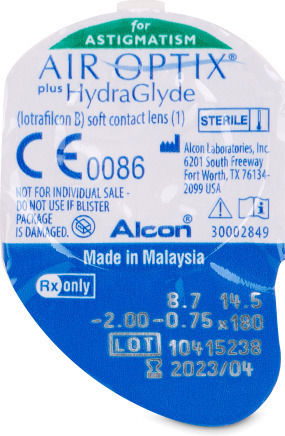 Air Optix Plus HydraGlyde 3 Monthly Astigmatic Contact Lenses Silicone Hydrogel