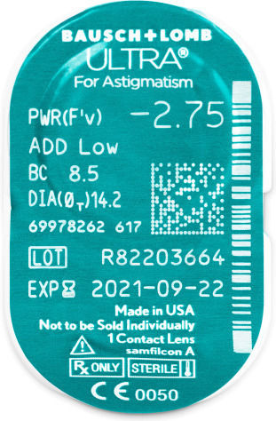 Bausch & Lomb Ultra for Astigmatism 3 Monthly Astigmatic Contact Lenses Silicone Hydrogel