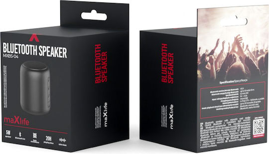 Maxlife MXBS-04 Ηχείο Bluetooth 5W με Διάρκεια Μπαταρίας έως 20 ώρες Μαύρο