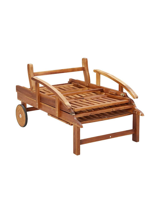 Liegestuhl Hölzernes Braun mit Tisch 2Stück 200x68x30cm.