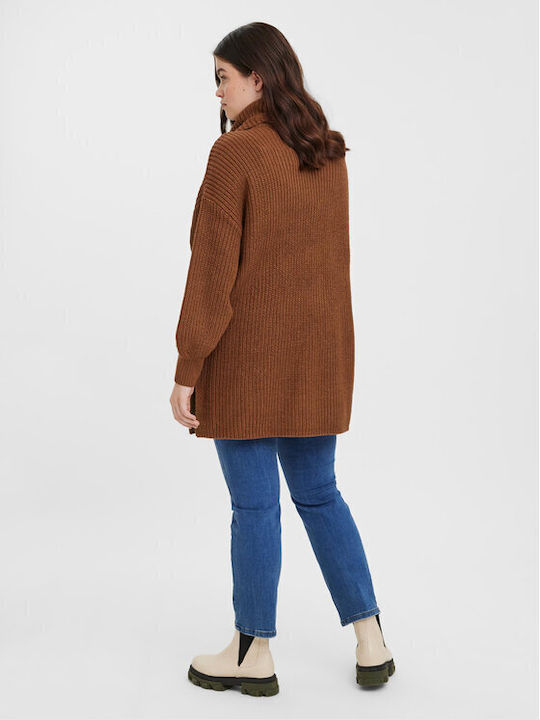 Vero Moda Sayla Women's Long Sleeve Sweater Turtleneck Brown