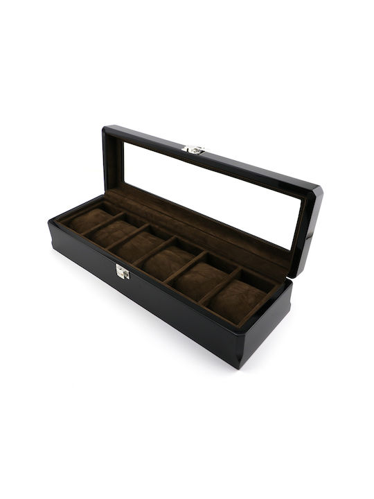 Daponte Wooden Watch Case Deluxe with Transparent Cover for 6 Watches Black DAP-WB10 Daponte Wooden Watch Case Deluxe with Transparent Cover for 6 Watches Black DAP-WB10