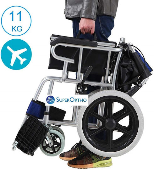 SuperOrtho Transporter Αναπηρικό Αμαξίδιο Πτυσσόμενο Ελαφρού Τύπου με Αναδιπλούμενη Πλάτη 45cm SUPER_GR722 Πράσινο