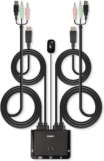 Lindy KVM Switch DisplayPort 1.2 USB 2.0 Audio