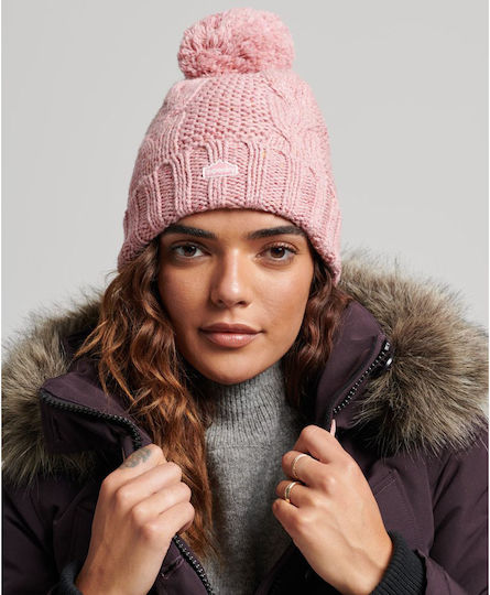 Cable Knit Bobble Пом пом шапка Женски Шапка с Плетеници Rose Tweed