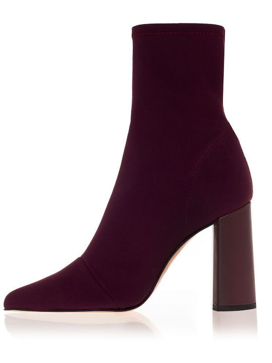 Women's Ankle Boots with High Heel Burgundy