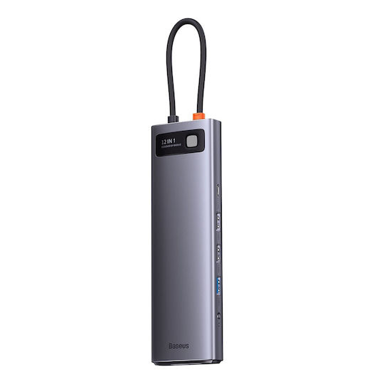 Baseus Stație De Andocare USB-C 12-în-1 Seria Metal Gleam Cu HDMI/DisplayPort 4K Suport PowerDelivery Ethernet Și Conexiune 2 Monitoare Gri
