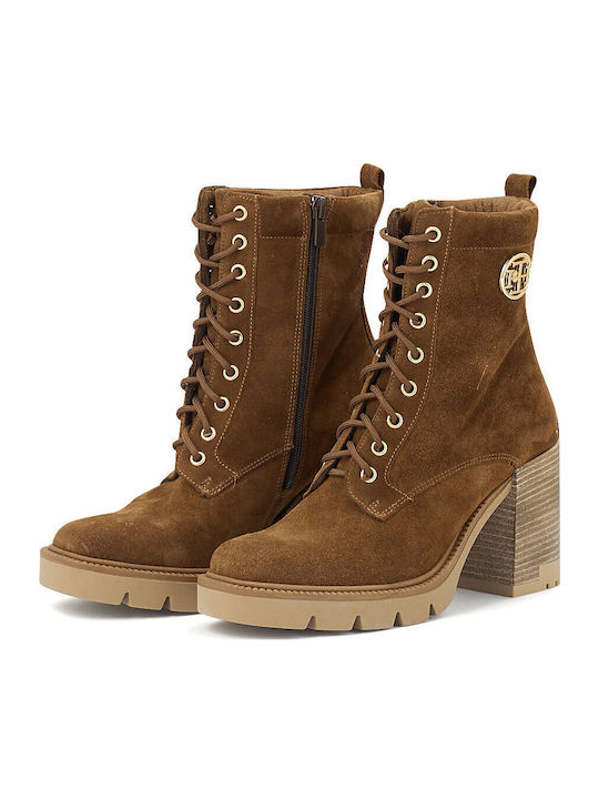 Suede Women's Ankle Boots Tabac Brown