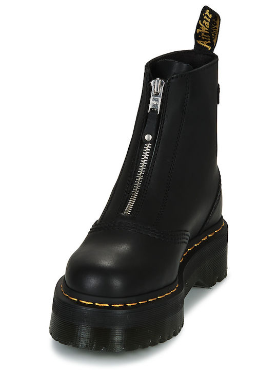 Jetta Sendal Leather Women's Ankle Boots with Medium Heel Black