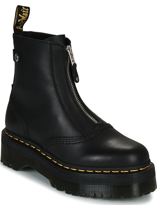 Jetta Sendal Leather Women's Ankle Boots with Medium Heel Black