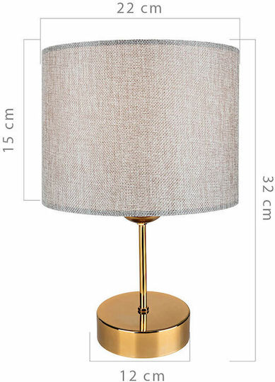 Pakketo PWL-0961 Metal Table Lamp for Socket E27 with Gray Shade and Gold Base