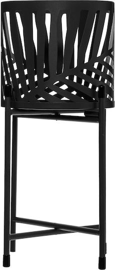 Metal Plant Pot Black with Stand 24.9x24.9x20.5cm Set of 2