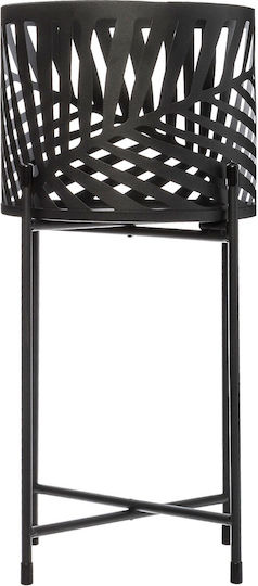 Metal Plant Pot Black with Stand 24.9x24.9x20.5cm Set of 2
