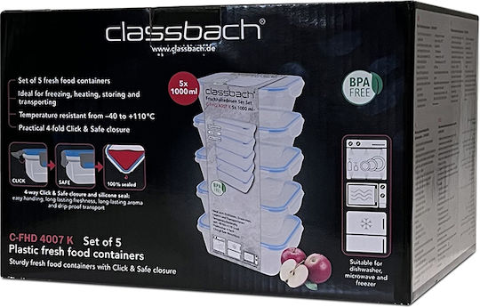 CLASSBACH C-FHD 4007 K Set Of Transparent Plastic Lunch Boxes 5 Pieces