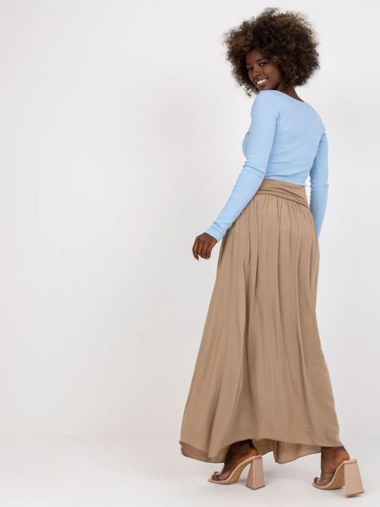 Och Bella Hohe Taille Maxi Rock in Beige Farbe