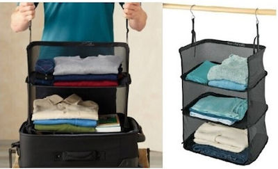 Πτυσσόμενα Ράφια Βαλίτσα Ντουλάπα Fabric Hanging Storage Case For Clothes in Black Color 30.5x51x5cm 1pcs