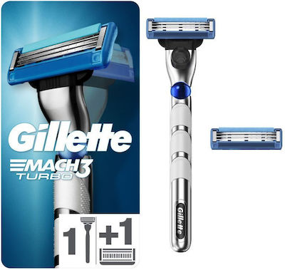 Gillette Mach3 Turbo 3D Razor cu Capete de schimb 3 lame și bandă lubrifiantă Liga Campionilor 2buc