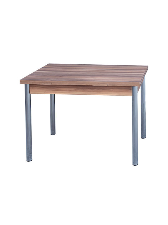 Roby Table Kitchen Wooden with Metal Frame Walnut 110x70x75cm