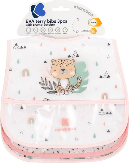 Kikka Boo Savanna Αδιάβροχη Σαλιάρα Υφασμάτινη με Αυτοκόλλητο & Τσέπη Πολύχρωμη για 4 m+ 3τμχ