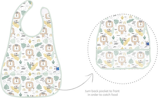 Kikka Boo Savanna Waterproof Bib Plastic with Hoop & Loop Fastener & Pocket Green for 4 m+