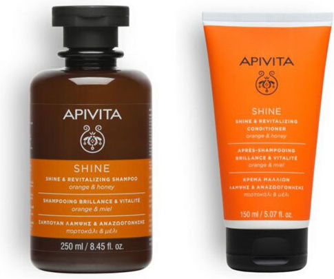 Apivita Shine Haarpflege-Set mit Shampoo und Konditionierer 2 Stück