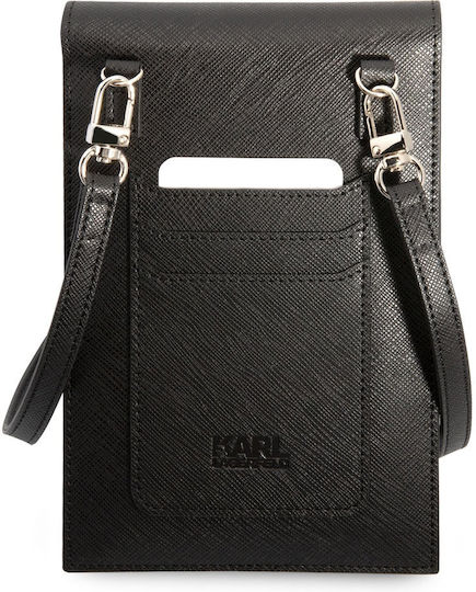 Karl Lagerfeld Saffiano Rue Saint Guillaume Чантичка до 7" Черен KLWBSARSGK