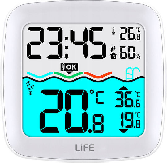 Life Lagoon Pool 221-0295 Ασύρματος Μετεωρολογικός Σταθμός Ψηφιακός Επίτοιχος Λευκός